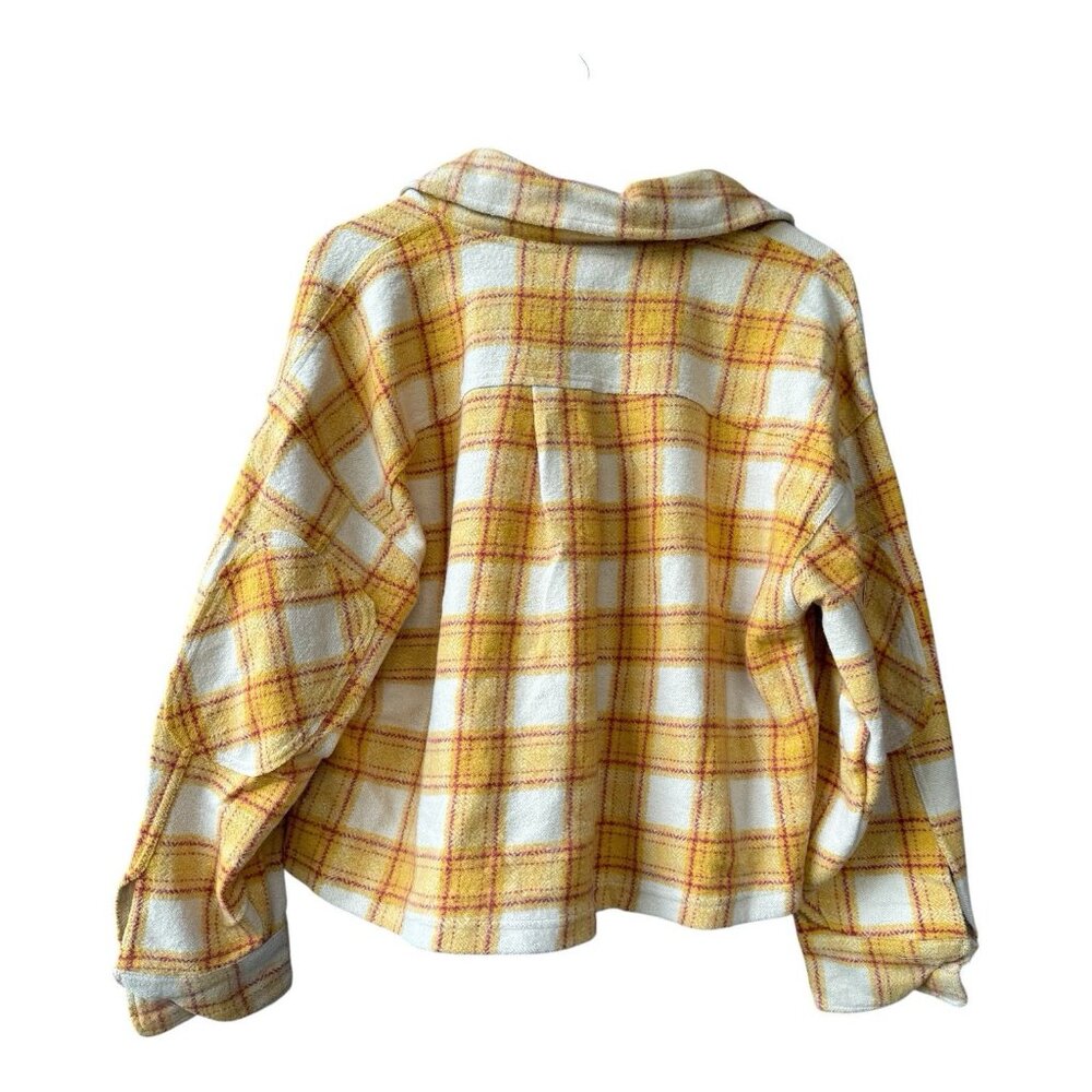 For The Republic Plaid Patchwork-Elbow Cropped Cotton blend women’s Jacket Sz S - Picture 3 of 11